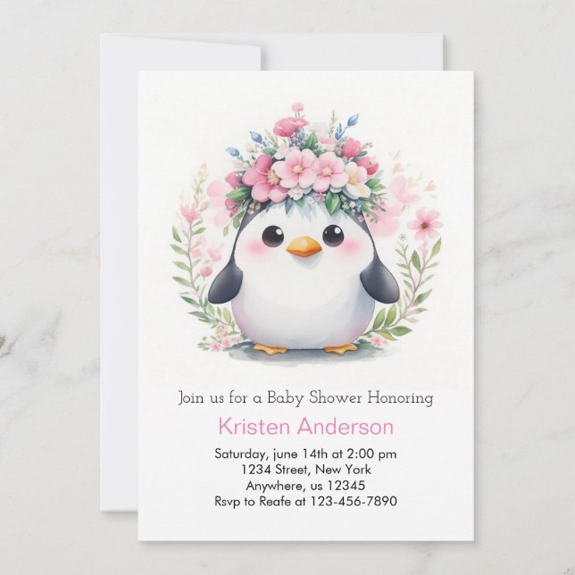 Invitation Rêves de berceuses de pingouins : Baby shower de f (Devant)