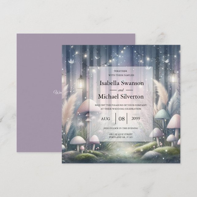 Invitation Rêves de Lanternlight Mariage forestier enchanté (Devant / Derrière)