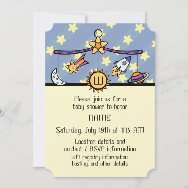 Invitation Rêves de l'Invitation de Baby shower Space Mobile (Devant)