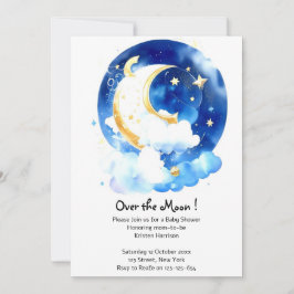 Invitation Rêves galactiques : Baby shower Lune & Étoiles