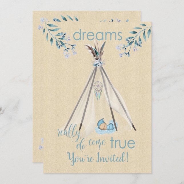 Invitation Rêves vraiment venir Vrai Boho DreamCatcher Tipi (Devant / Derrière)