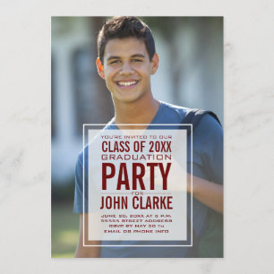 Invitation Revêtement moderne Homme Photo Graduation Party