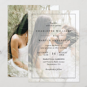 Invitation Revêtement noir moderne 2 Mariage photo