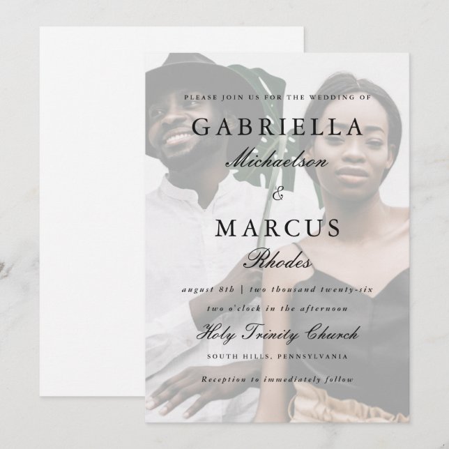 Invitation Revêtement photo moderne et Mariage de typographie (Devant / Derrière)