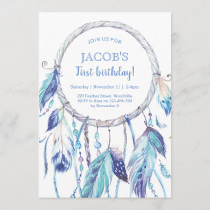 Invitation rêveuse bleue d'anniversaire de