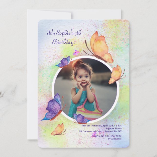 Invitation rêveuse de photo de papillon (Devant)