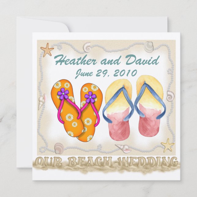 Invitation Révision du client de mariage de plage (Devant)