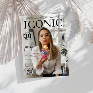 Invitation Revue couverture qr code 30th Birthday party