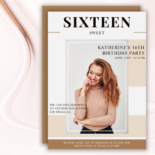 Invitation Revue tendance Couverture photo Sweet 16 Anniversa