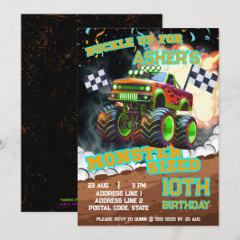 Invitation Revved Up & Ready Roll Monster Truck Anniversaire