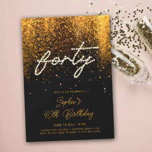 Invitation Rhinestones Calligraphie Glam Noir 40e Anniversair