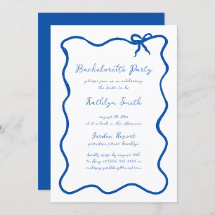 Invitation Ribbon à main French Blue Bachelorette Party