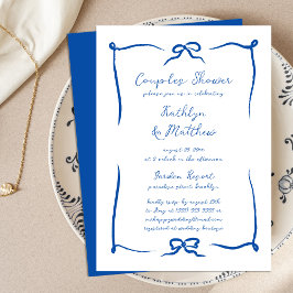 Invitation Ribbon Français Blue Couples Douche