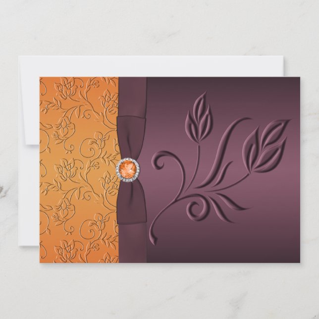 Invitation RIBBON Purple IMPRIMÉ, Mariage Tangerine Invitatio (Devant)