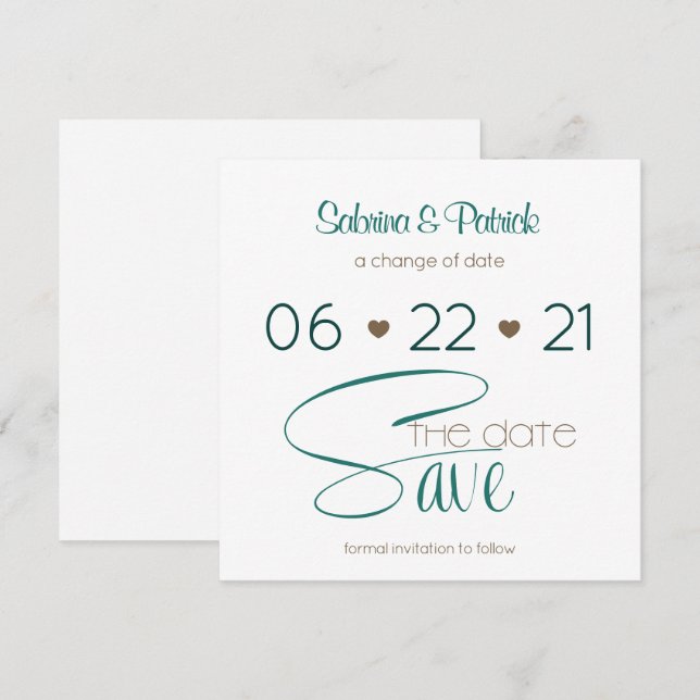 Invitation Rich BOHO Hunter Green Save the Date (Devant / Derrière)