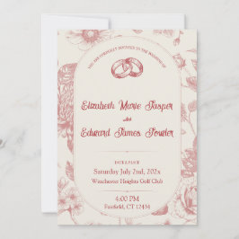 Invitation Riche Rouge Français Floral Toile Floral Floral
