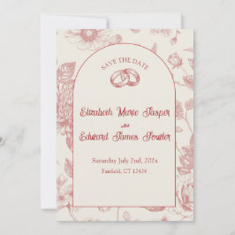 Invitation Riche Rouge Français Floral Toile Floral Sauvez la