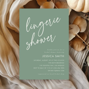 Invitation Ride de douche lingerie vert sauge moderne boho