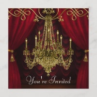 Rideaux bordeaux Rouge Gold Chandelier Party