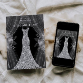 Invitation Rideaux d'argent Robe femmes 70e fête d'anniversai