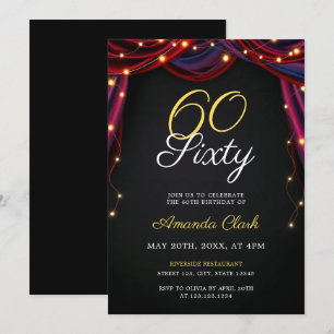 Invitation Rideaux rouges théâtraux avec lumières 60e anniver