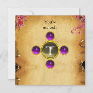 Invitation RIDERS DANS LA TEMPÊTE monogramme améthyste