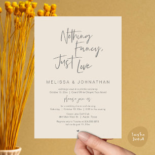 Invitation Rien De Chic, Juste Amour, Dîner Mariage Elopement