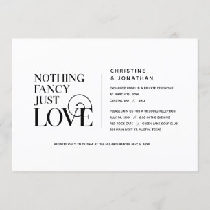 Invitation Rien De Chic, Juste Amour, Noir Élégant, Elopement