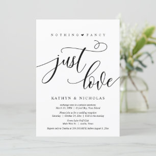 Invitation Rien De Chic, Juste Amour, Noir, Mariage Elopement