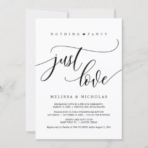 Invitation Rien De Chic, Juste Amour, Noir, Mariage Elopement