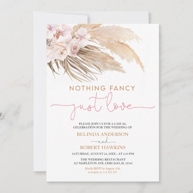 Invitation Rien De Fancy Just Loho Pampas Mariage en herbe (Devant)