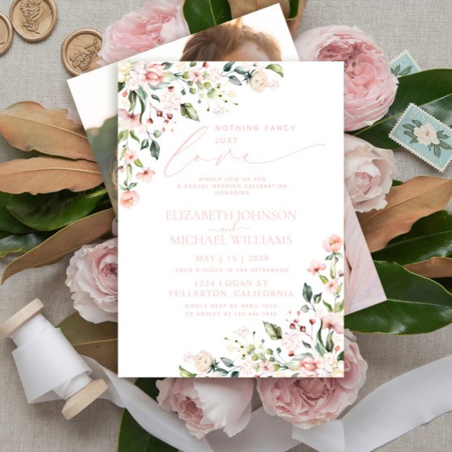 Invitation Rien De Fancy Just Love Blush Pink Photo Mariage (Créateur téléchargé)