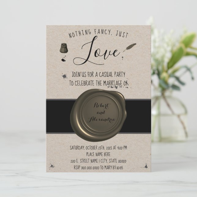 Invitation Rien De Fancy Just Love Elopement Stylo & Inkwell (Debout devant)