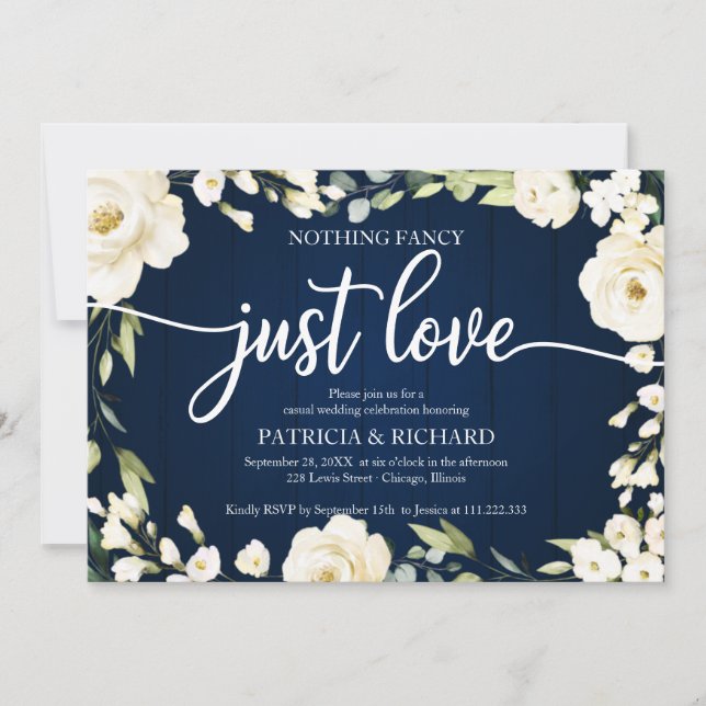 Invitation Rien De Fancy Just Love Mariage Blanc Floral (Devant)