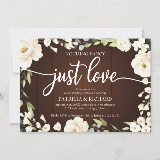 Invitation Rien De Fancy Just Love Mariage Blanc Floral (Devant)