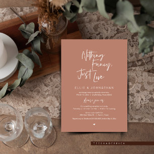 Invitation Rien De Fancy Just Love, Mariage Elopement Dîner