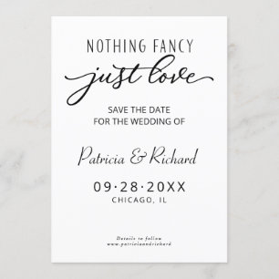 Invitation Rien De Fancy Just Love Mariage Enregistrer La Dat