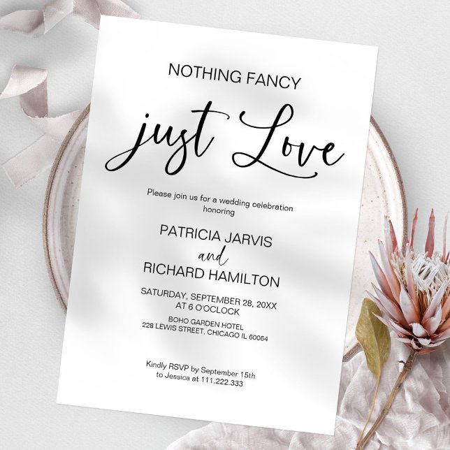 Invitation Rien De Fancy Just Love Mariage intime (Créateur téléchargé)