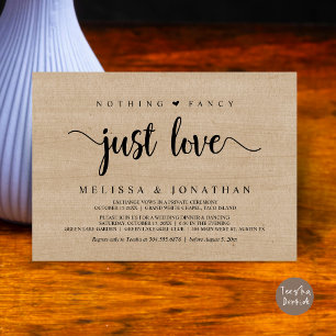 Invitation Rien De Fancy Just Love, Moderne Elopement Mariage