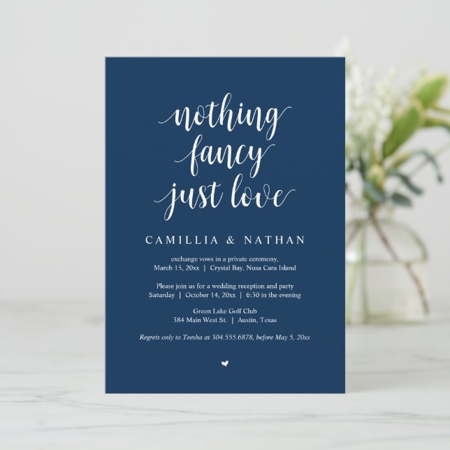 Invitation Rien De Fancy Just Love, Navy Blue, Elopement Inv (Debout devant)