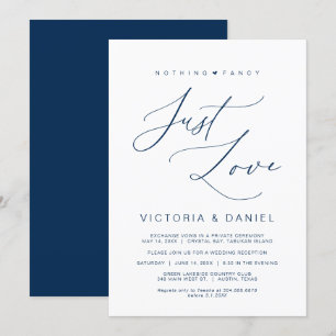 Invitation Rien De Fancy Just Love, Navy Blue, Wed Elopement