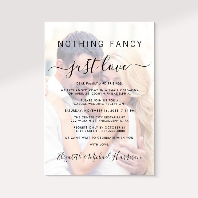 Invitation Rien De Fancy Just Love Photo Mariage Réception (From private vows to a grand party - invite family and friends to celebrate your marriage!)