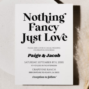 Invitation Rien De Fancy Just Love Retro Mariage Décontracté