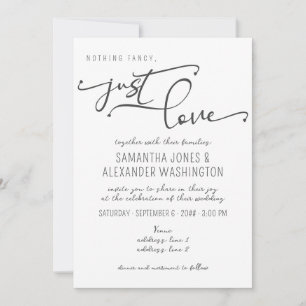 Invitation Rien de fantaisie Just Love Black & White RSVP QR 