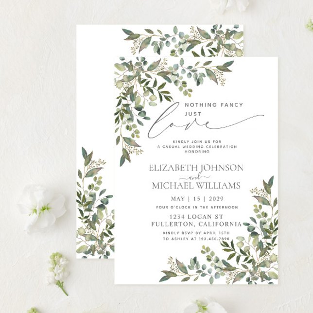 Invitation Rien de fantaisie Juste aimer Eucalyptus Mariage D (Créateur téléchargé)