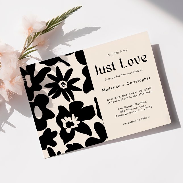Invitation Rien de fantaisie Juste Amour Boho Floral QR Maria (Créateur téléchargé)