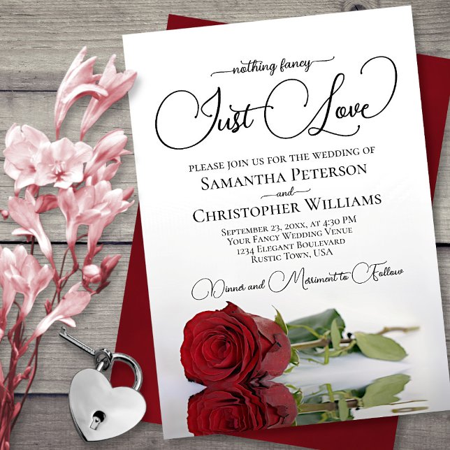 Invitation Rien de fantaisie Juste Amour Élégant Mariage Rose (Créateur téléchargé)