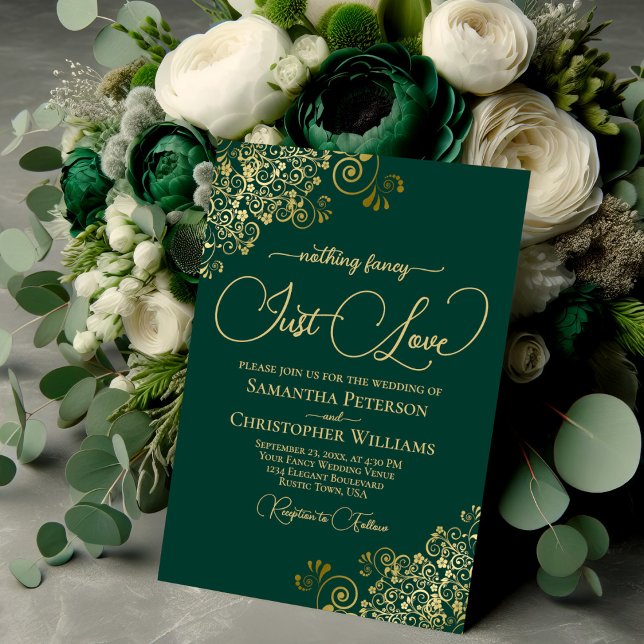 Invitation Rien de fantaisie Juste Amour Emerald & Gold Maria (Créateur téléchargé)