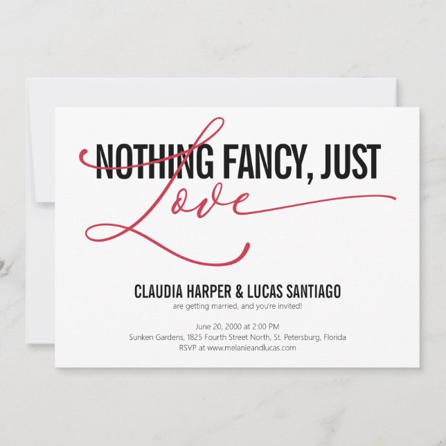 Invitation Rien de fantaisie Juste Amour Mariage Décontracté (Devant)