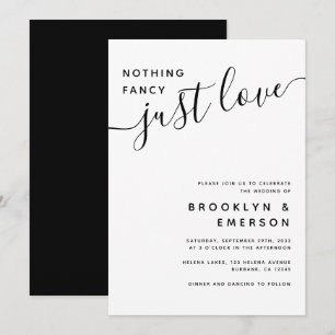 Invitation Rien de fantaisie Juste Amour Mariage Décontracté